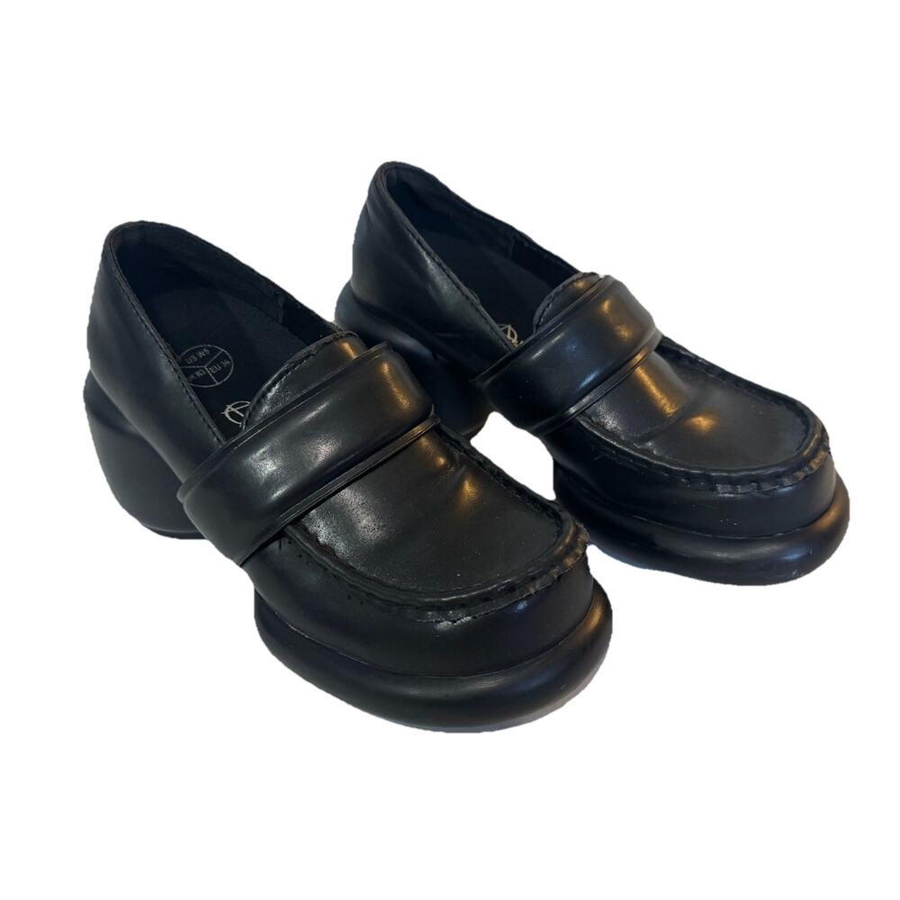 T.U.K. Anarchic Black Bubble Loafers Chunky Platform Slip On Shoes Sculpted Heel